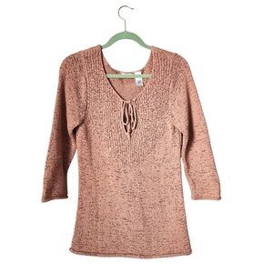 TINT x VINTAGE Y2K open Knit Sweater Tie Front‎ in latte size M